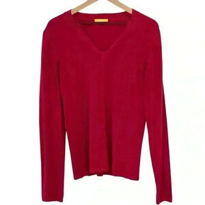 Lole V-Neck Long Sleeve Pullover Sweater | Color Pink/Red | Size L